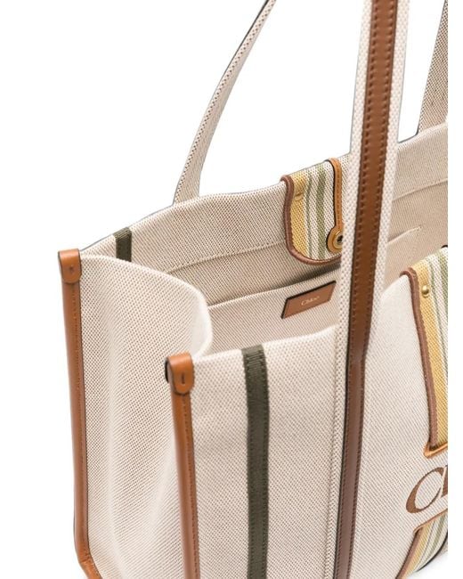 Chloé White Woody Loop Printed Tote Bag