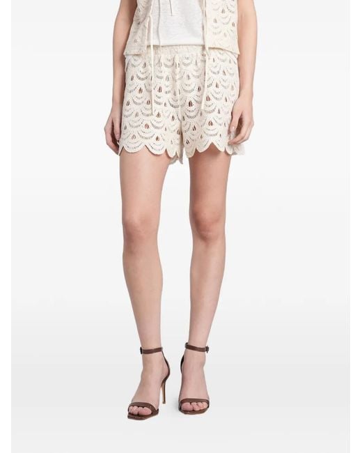 Mc2 Saint Barth White Meave Crochet Shorts