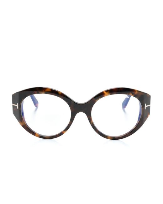 Tom Ford Brown Ovale Brille in Schildpattoptik