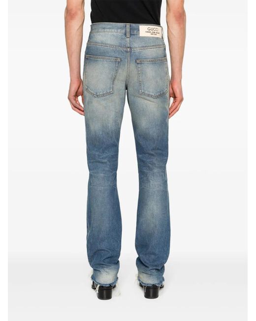 Vaqueros Rectos De Talle Medio Gucci de hombre de color Blue