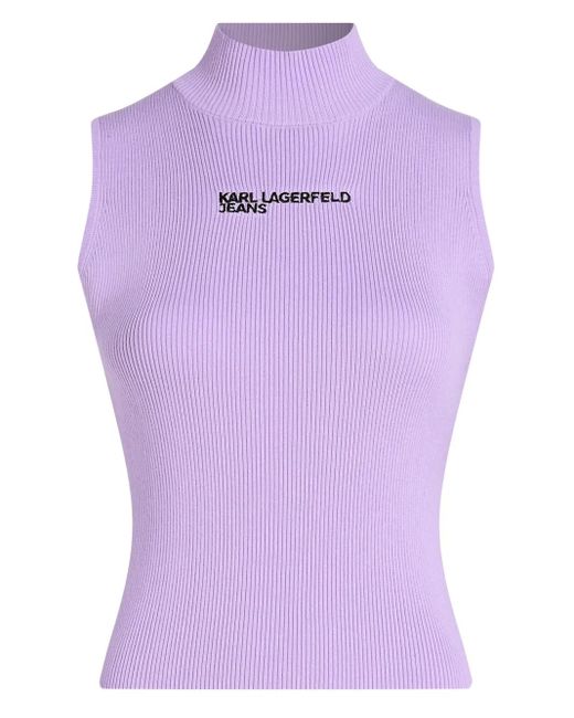 Karl Lagerfeld Purple Geripptes Top
