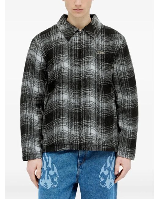 Dime Black Check-Pattern Overshirt for men