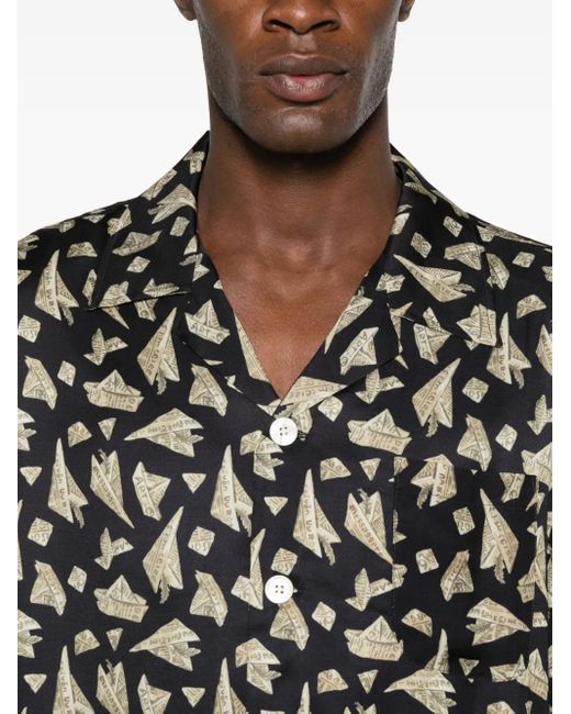 Bode Black Paper Hat Short-Sleeved Shirt for men