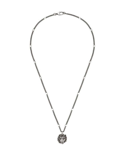 Collana con pendente a testa di leone di Gucci in Blu | Lyst