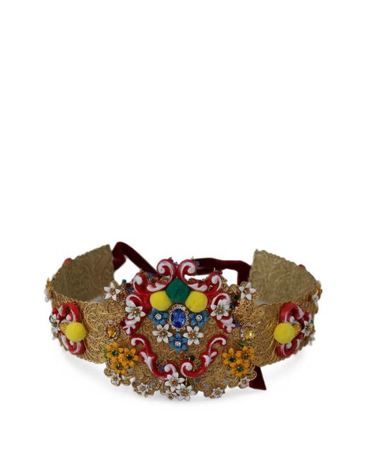 Dolce & Gabbana Metallic Embellished Filigree Belt
