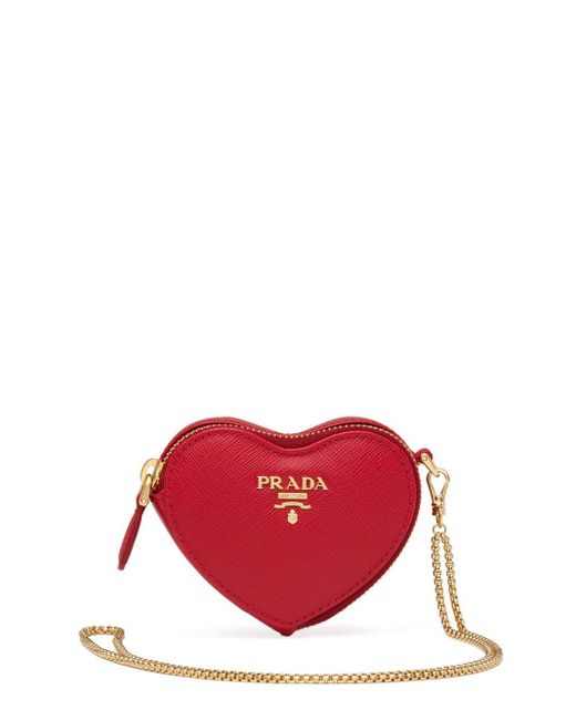 Mini sac à fermoir cœur Prada en coloris Red