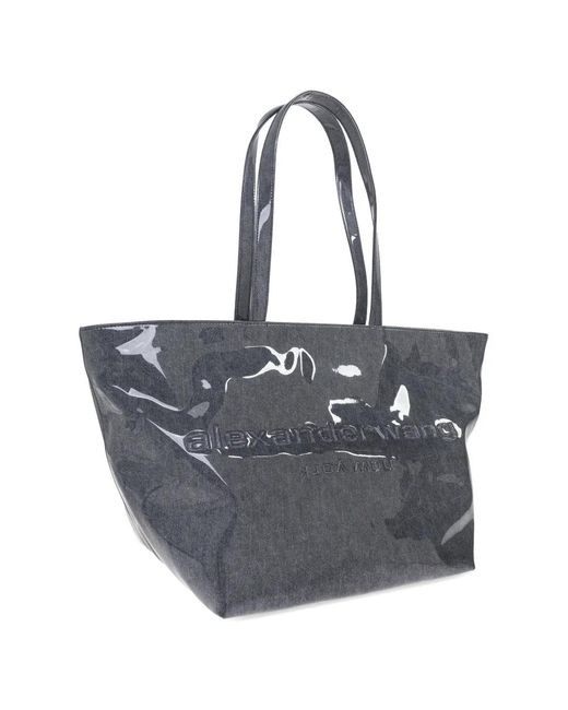 Alexander Wang Blue Lacquered Denim Punch Large Tote
