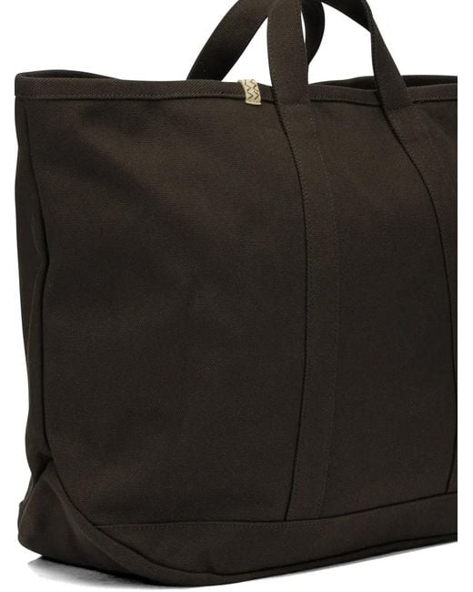 Visvim Black Large Rime Logo-Detail Cotton Tote Bag for men
