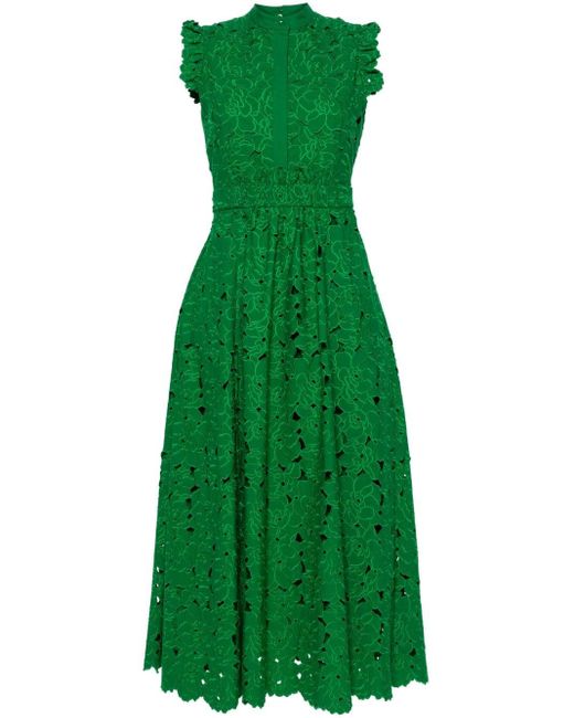 Erdem Broderie Anglaise Midi-jurk in het Green