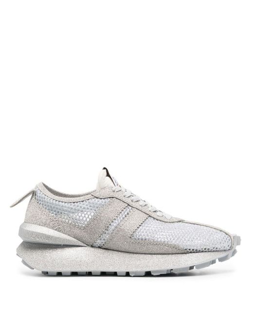 Lanvin Glitterdetail Lowtop Sneakers in Silver (White) Lyst