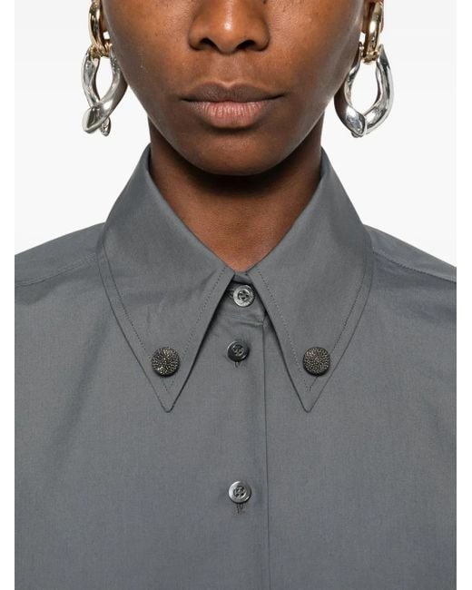 Fabiana Filippi Gray Button-Down Cropped Shirt