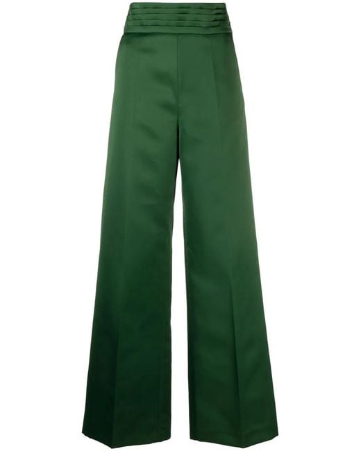 Viktor & Rolf Green Pleat-Detailing High-Waist Tailored Trousers
