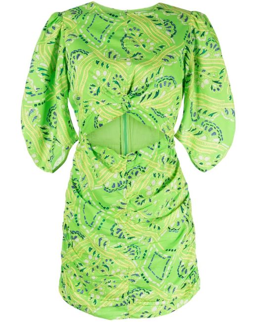 RHODE Green Isla Cut Out-Detail Minidress