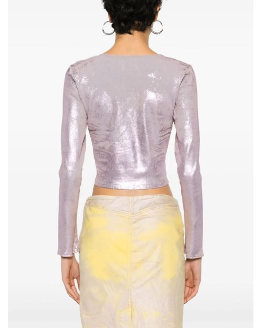 DIESEL Pink De-Top1-Fsd Crystal-Embellished Top