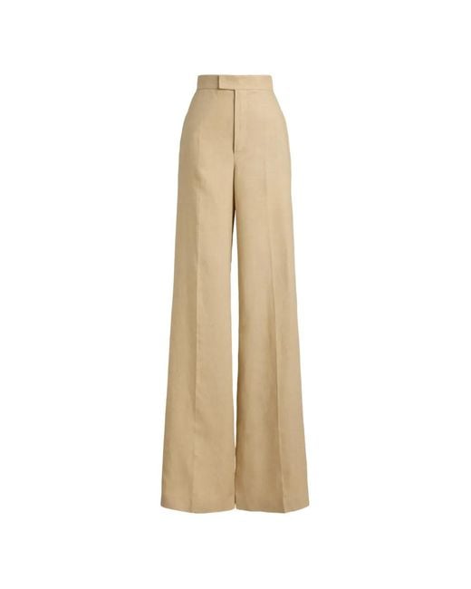 Ralph Lauren Natural Dean Waist Darts Linen Trousers