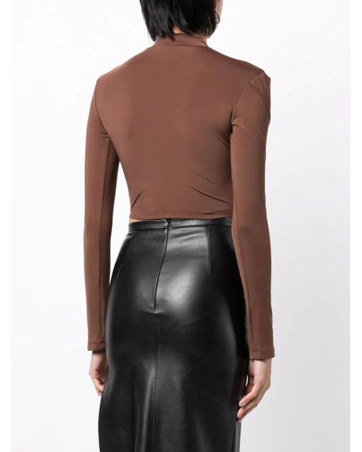 Matériel Brown Laminated-Logo Roll-Neck Top