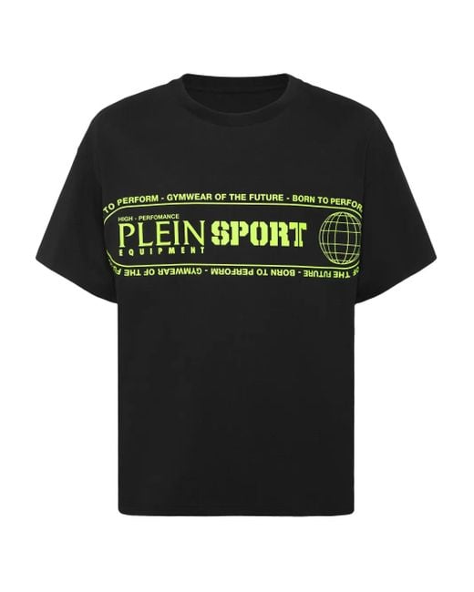 T-Shirt Girocollo Con Stampa Logo da Uomo di Philipp Plein in Nero