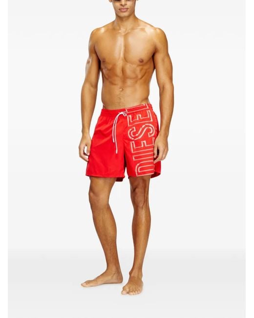 DIESEL Red Soccer-41-D-Core Logo Swim Shorts for men
