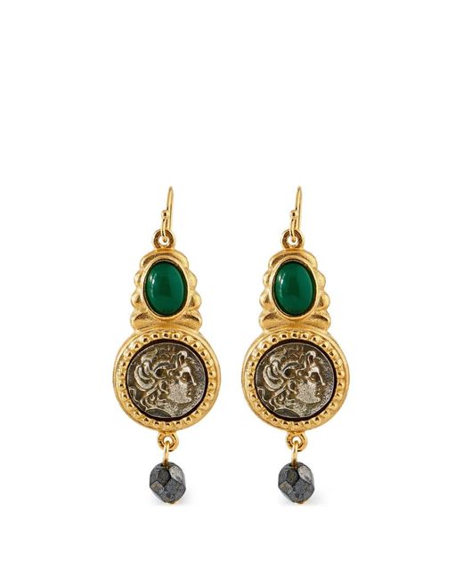 Ben-Amun Metallic Stone Face Earrings