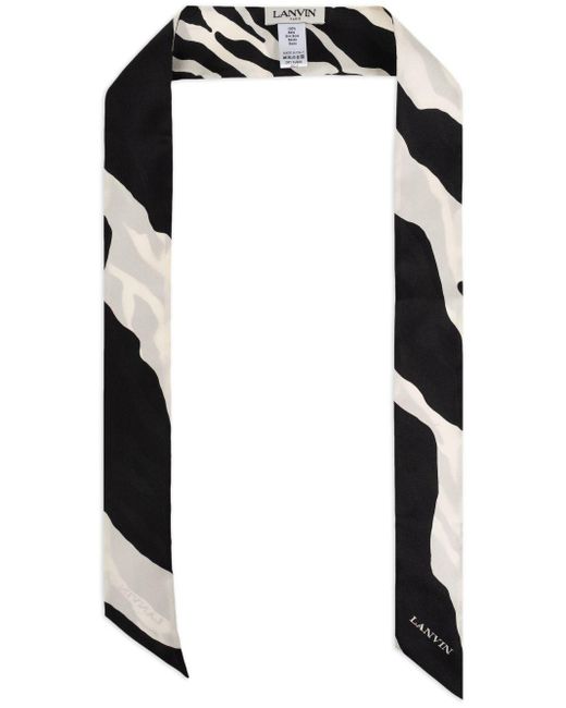 Zebra-print silk twilly scarf di Lanvin in White