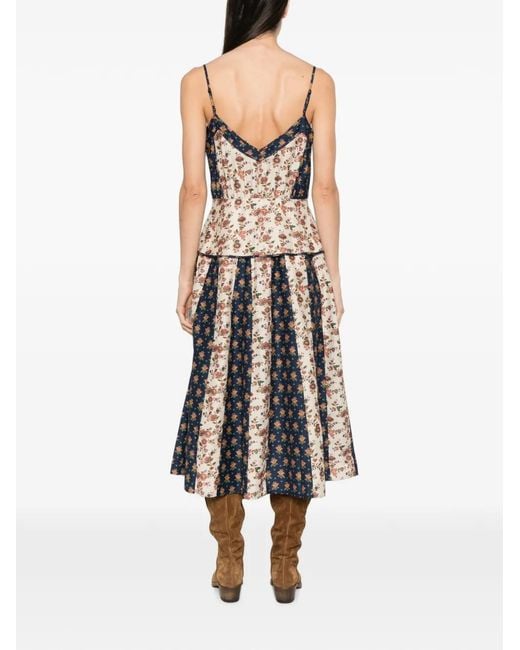Polo Ralph Lauren White Floral-Print Paneled Midi Dress