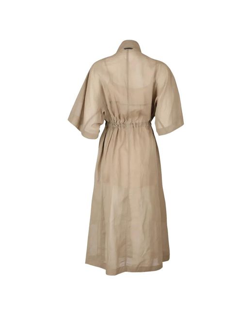 Brunello Cucinelli Natural Utility Shirt Midi Dress