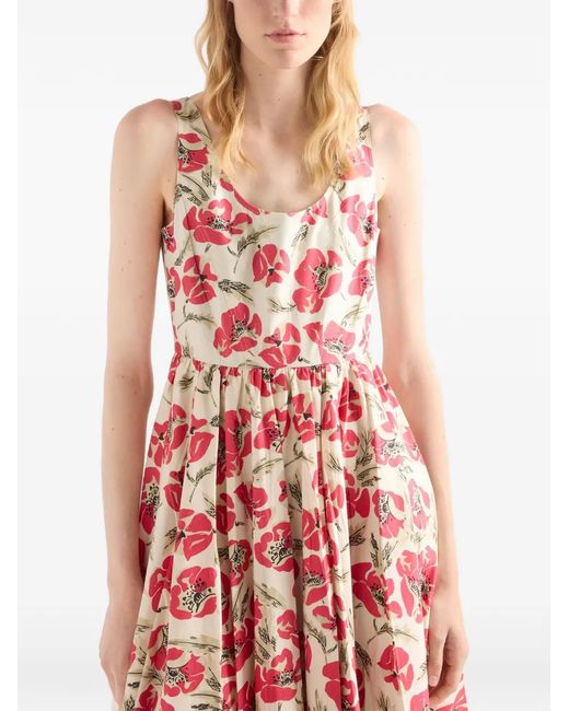 Prada Red Soft-Poplin Dress