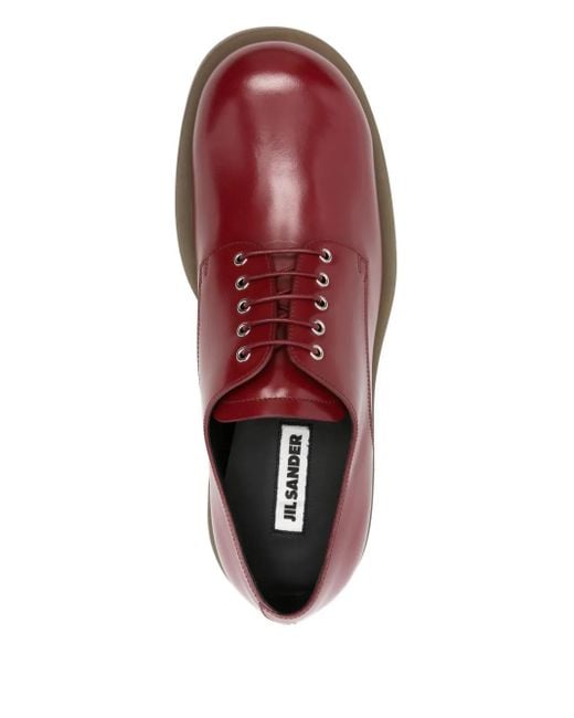 Jil Sander Red Leather Derby Shoes for men