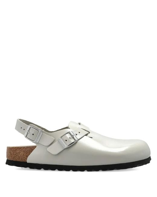 Birkenstock White Tokio Buckle Leather Sandals