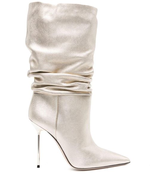 Paris Texas White Slouchy Metallic Leather Boots