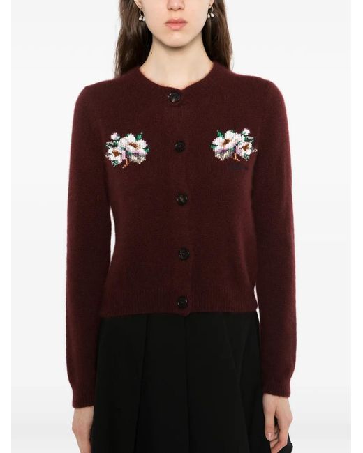 ShuShu/Tong Red Bead-Embellished Cardigan