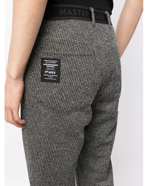 MASTER BUNNY EDITION Gray Logo-Patch Jacquard Checked Pants for men