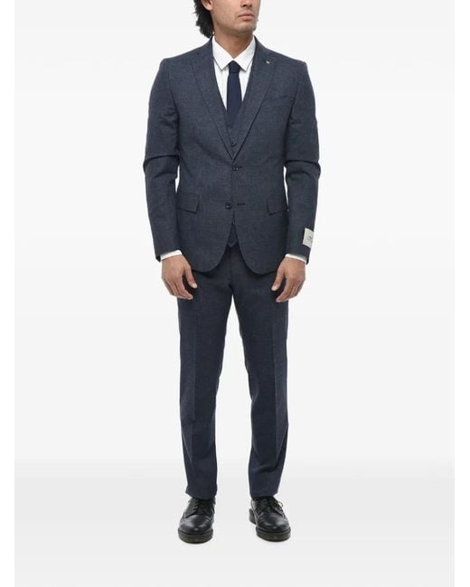 Corneliani Blue Three-Piece Single-Breasted Suit for men