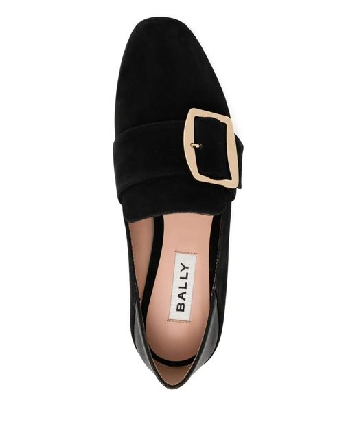 Bally Black Buckle Strap Loafers