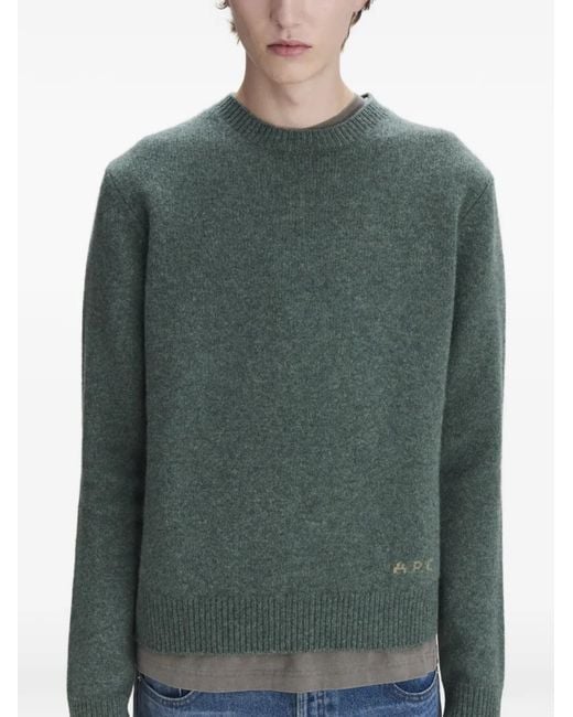 A.P.C. Green Crew-Neck Sweater for men