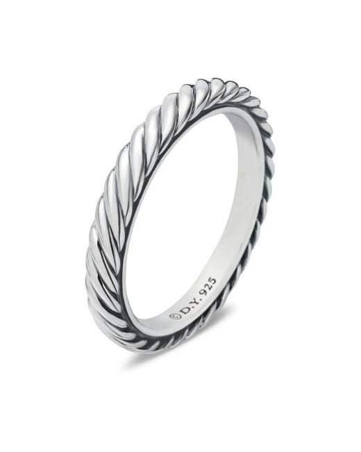 David Yurman White Sterling Cable Collectibles Stack Ring (3Mm)