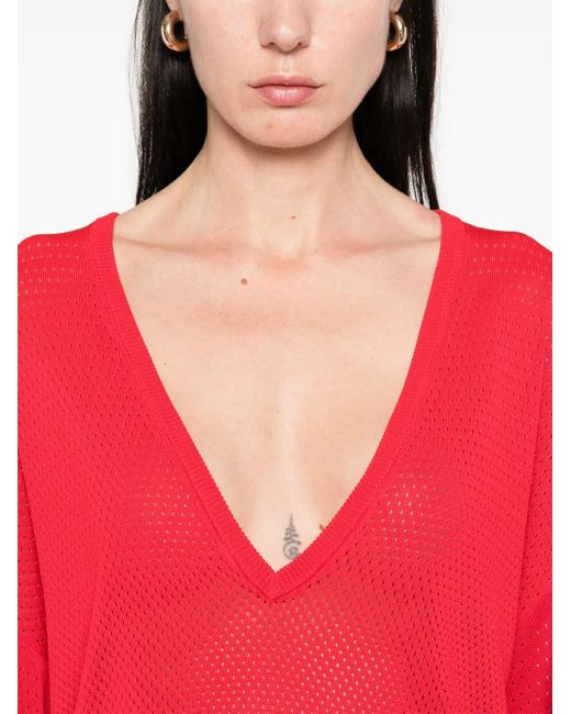 The Attico Red Mini Dress With V-Neck