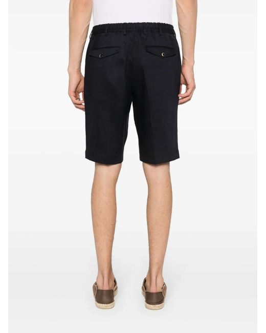 PT Torino Black Linen Bermuda Shorts for men