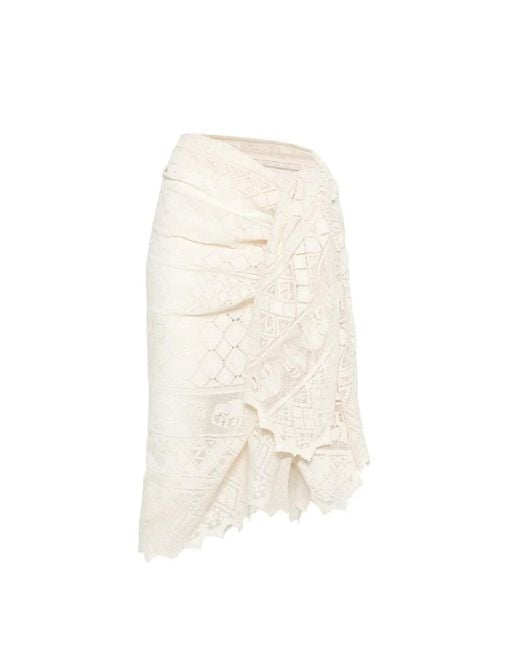 Zimmermann White Embroidered Woven Pareo Skirt