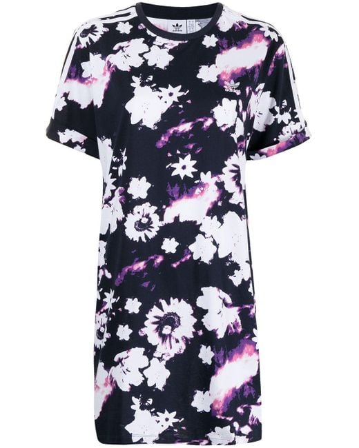 Adidas Purple T-Shirtkleid mit Blumen-Print