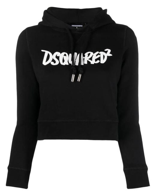 DSquared² Black Logo-Print Long-Sleeve Hoodie