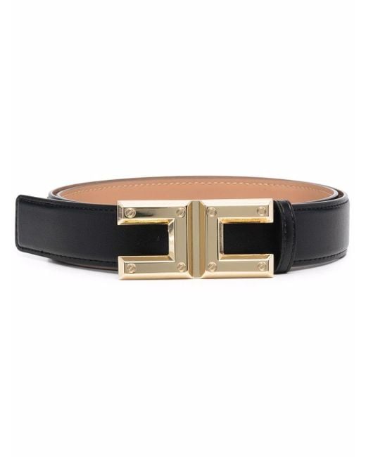 Cinturón con hebilla Gold-Logo Elisabetta Franchi de color Black