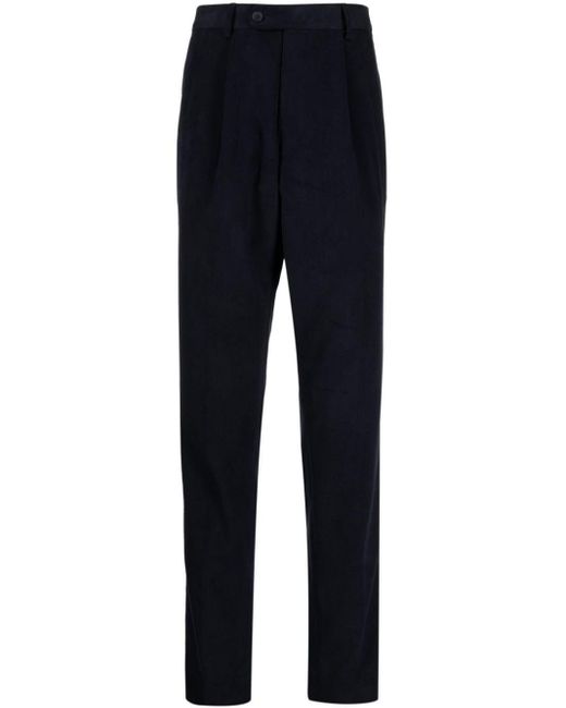 N.Peal Cashmere Blue Pleated Slim-cut Tailored Trousers for men
