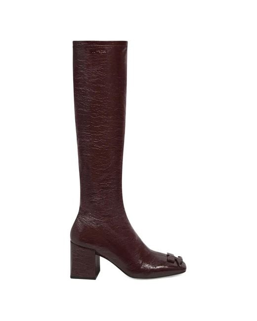 Courreges Brown Logo-Detail Square-Toe Boots