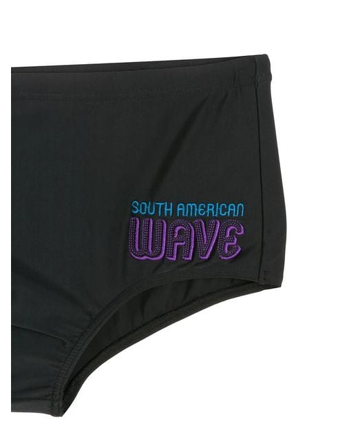 Amir Slama Black Embroidered Detail Swimming Trunks for men