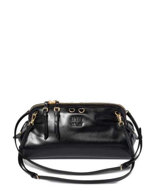 Miu Miu Black Caprice Shiny Leather Clutch