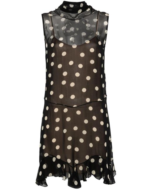 Stella McCartney Black Polka-dot Chiffon Mini Dress