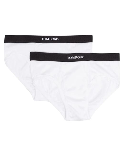 Tom Ford White Logo-Waistband Briefs (Set Of Two) for men