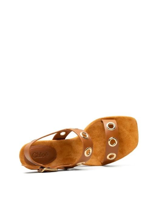 Chloé Brown Janis Eyelet-Embellished Sandals