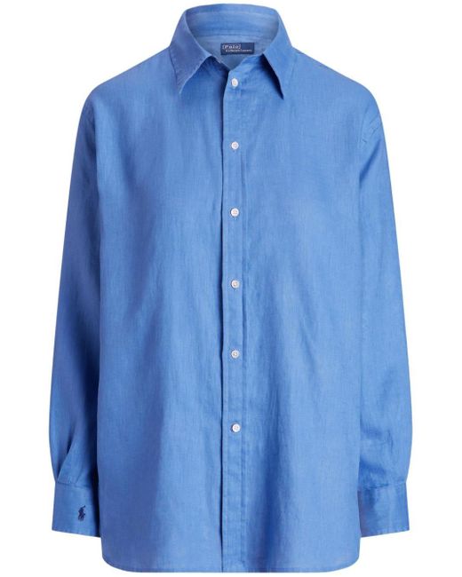 Polo Ralph Lauren Blue Polo Pony Linen Shirt